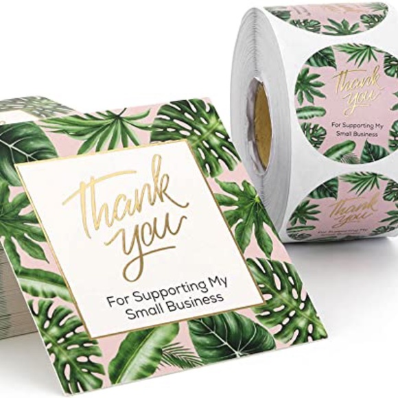 Other - HP💝100 pk leaf print thank you card /500 stickers